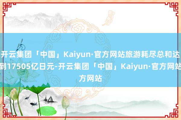 开云集团「中国」Kaiyun·官方网站旅游耗尽总和达到17505亿日元-开云集团「中国」Kaiyun·官方网站