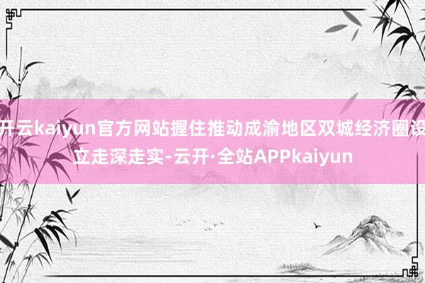 开云kaiyun官方网站握住推动成渝地区双城经济圈设立走深走实-云开·全站APPkaiyun