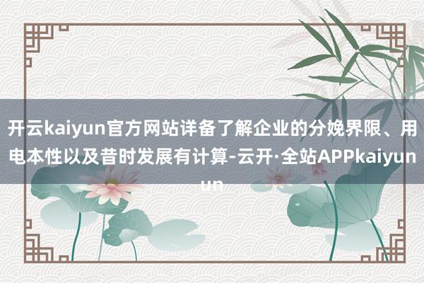 开云kaiyun官方网站详备了解企业的分娩界限、用电本性以及昔时发展有计算-云开·全站APPkaiyun