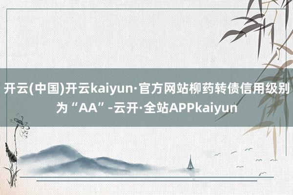 开云(中国)开云kaiyun·官方网站柳药转债信用级别为“AA”-云开·全站APPkaiyun
